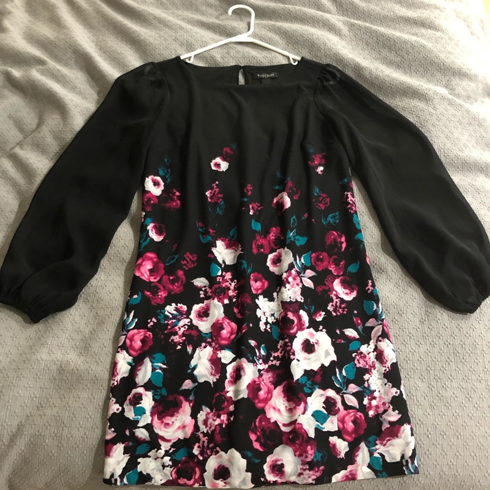 White House Black Market black/floral dress
